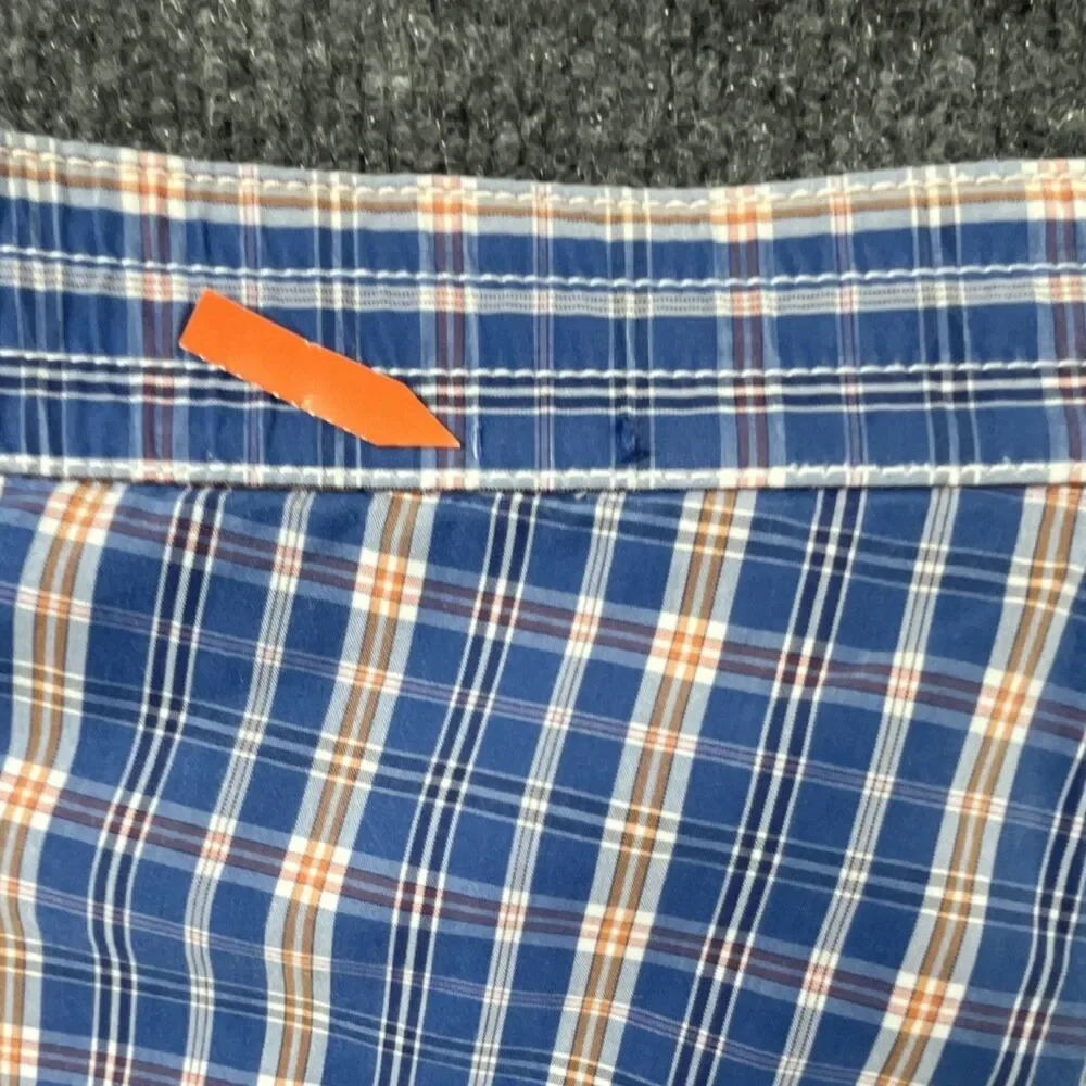 Polo Ralph Lauren Plaid Swim Trunks Blue Orange White Men's Size L Mesh Lined